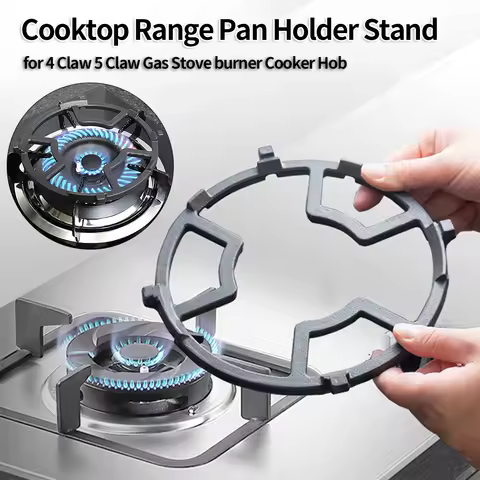 Cooktop Range Pan Holder Stand 8 Slots Cast Iron Wok Support Ring with Box Universal Wok Support Rin
