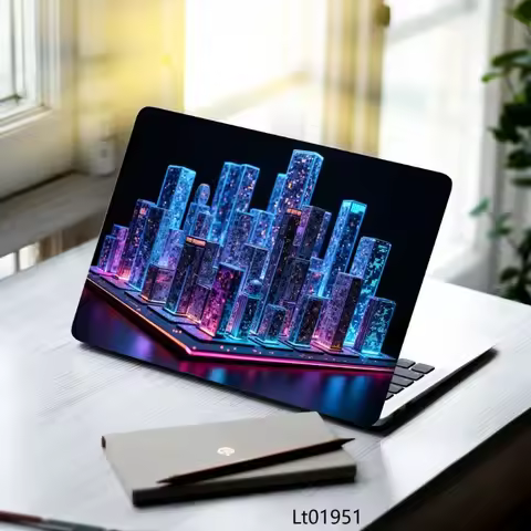 2 Pcs Technology Laptop Stickers 15.07x10.82 Inches PVC Oil Painting Aesthetic Game Decals for Table