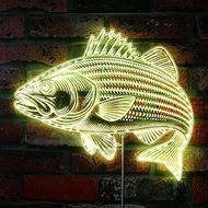 ADVPRO Striped Bass Fly Fishing RGB Dynamic Glam LED Sign - Cut-to-Edge Shape - Smart 3D Wall Decoration - Multicolor Dynamic Lighting st06s86-fnd-i0241-c