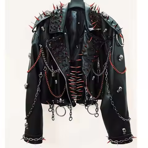 vintage Leather jacket Gothic Leather jacket Punk Leather jacketoversizeLeather jacket Rivet Leather