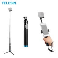 TELESIN Selfie Stick อลูมิเนียมอัลลอยด์เสาปรับได้ขาตั้งที่วางโทรศัพท์มือถือสำหรับ Iphone Smartphone สำหรับ Gopro Hero Action Cameras