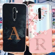 Oppo Reno 2F Casing CPH1989 Luxury Letter Cute Flowers Pattern Back Cover Oppo Reno2 F Phone Case Bumper Shockproof Clear TPU