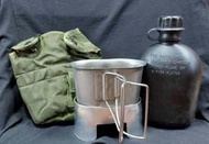 美軍 公發 水壺四件組(1夸特水壺、簡易式爐架、鋼杯、水壺套)