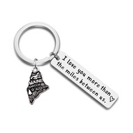 JJTZX I Love You More Than The Miles Between Us Long Distance Relationship State Map Keychain Going 