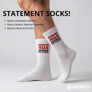 RIGHTBOX - White Socks with Error Text Pattern 404 Shoes Not Found - Men's Casual Streetwear Thick C