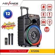 ADVANCE - Speaker Bluetooth Portable 12 Inch Free 2 Mic Wireless (K-1206)