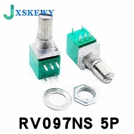 5pcs RV097NS 5K 10K 20K 50K 100K 500K with a switch audio 5pin shaft 15mm amplifier sealing potentio