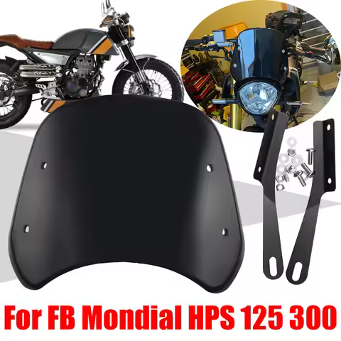 For FB Mondial Hipster HPS 125 300 HPS125 HPS300 Accessories Retro Windscreen Windshield Wind Screen