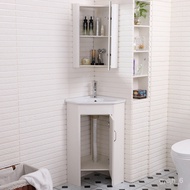 ‍🚢Triangle Corner Solid Wood Wall Cupboard Washbasin Mirror Cabinet Set Corner Floor Sink Bathroom Cabinet Combination S