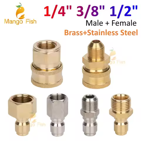 Copper 1/4" 3/8" 1/4" Car Washer Quick Connector High Pressure Adapter Water Gun Joints Couplers Cou