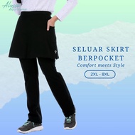 EMAX Seluar Skirt Sukan Cotton Lycra POCKETS Muslimah Sport skirt pants Plus Size (M-5XL)