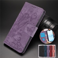 Casing For Samsung Note 20 Ultra 10 8 9 S10 Plus S10E A70 A70S Retro Matte PU Flower Butterfly Buckl