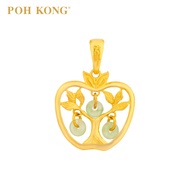 POH KONG Yellow Gold 916/22K Auspicious Prosperous Serenity Jade Pendant