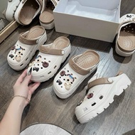 Sục Cross đế cao Dép sandal nữ đế cao 7cm đính kèm nhiều sticker dễ thương có lỗ thoáng khí