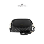 MICHAELA Magnetic Curved Flap Sling Bag Check Multi-Pockets Messenger Bag for Work Trip HB7508095 XD