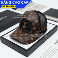 [A27]Mũ Lưỡi Trai Nón Kết .L.V. Thêu Logo Vuông Sọc Ngang Bên Hông Phối Lưới Thoáng Mát Vải Hoạ Tiết