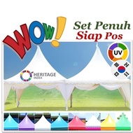 Full Set Siap Pos Khemah Arabian 20 x 20 PVC Tarpaulin Kanvas Korea Canopy UV Event Tent Kanopi Kenduri Kahwin