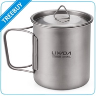 Lixada อัลตราไลต์ไทเทเนียมถ้วยแคมป์กลางแจ้งแบบพกพาปิกนิกกระติกน้ำไฟฟ้าพร้อมที่จับพับได้300Ml/350Ml/5