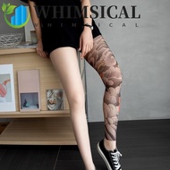 Whimsical Full-Leg Tattoo Sock - Japanese Style Elastic Breathable UV Protective Driving Sock