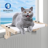 BO Cat Window Perch, No-punching Metal Hooks Cat Hammock, Assemble Wood Frame Easy To Adjust Sturdy Cat Bed Seat Windowsill