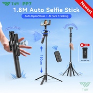 TNW PP7 Auto Open Tripod AI Face Tracking 180cm Selfie Stick Auto Close with Magnetic Bluetooth Remo