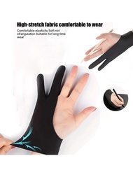 1只防污兩指頭防觸控繪圖手套,適用於繪圖板左右手手套、ipad螢幕板