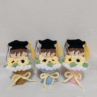 Handmade Crochet Mini Flower Keychain钩织迷你毕业花束挂件钥匙扣成品迷你摆件礼物Graduation Birthday Valentine Gift毕业教师节母亲节