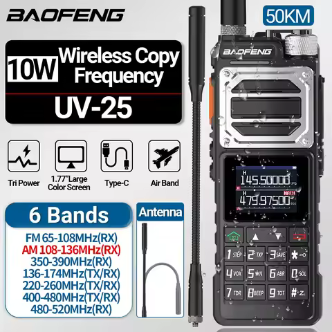 Baofeng UV-25 Air Band Walkie Talkie Wireless Copy Frequency NOAA Type-C Charger AM Long Range UHF V