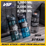 1.5L 2L 2.7L 2000ML 2700ML BIG Water Bottle Large Capacity with Straw Hander Botol Air Besar Sport B