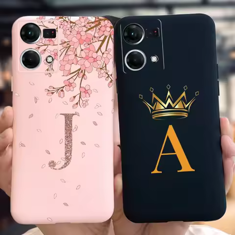 For OPPO Reno 7 4G Case Luxury Initials Letters Painted Silicon Soft Cover For OPPO F21 Pro 4G Reno7
