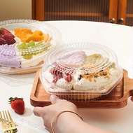 50Pcs 6/8in Clamshell Food Container Disposable Clear Plastic Box Burgers Pastry Cake Pizza Box
