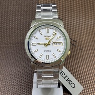 [Original] Seiko 5 Automatic Stainless Steel White Dial Day Date Analog Watch SNKK07K1