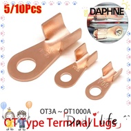 DAPHNE 5/10Pcs OT Cable Connector Kit, 10A-400A Copper OT Wire Nose Terminal Crimp, Durable Bolt Hol