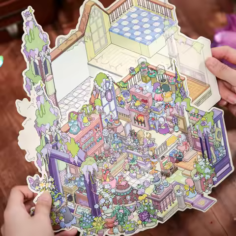 Mr.Paper 3Pcs/Pack Vintage Fairy Tale Violet Perfume Gem Shop Series 3D Diorama Sticker Extra Large 