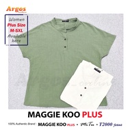 ARGOS MAGGIE KOO PLUS Women Plus Size M-5XL Henry Collar Flare Blouses [ 25327 ]