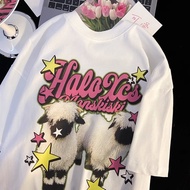 COD [240g Tight-220g Pure Cotton] Pure Cotton Printed Short-Sleeved T-Shirt Women Loose Slimmer Look