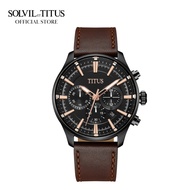 Solvil et Titus Saber Men Chronograph Quartz in Black Dial and Dark Brown Leather Strap W06-03286-011