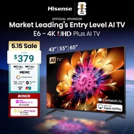 Hisense E6Q 43/55/65 inch 4K UHD Plus AI TV | Dolby Vision & Audio | DTS VirtualX | MEMC