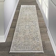 Nourison Silken Weave 8' Runner Area Rug, 2'2" x 7'6", Ivory Blue
