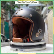 Mũ 3/4 napoli ruby đen nhám