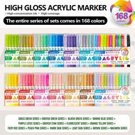 Guangna 168-Color High Gloss Acrylic Paint Markers Set(14 Color Themes),Vibrant Highlighter Ink, 360