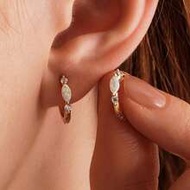 1 Pair Minimalist Opal Zirconia Earrings, White Opal Earrings, Stainless Steel Opal Earrings, Elegan