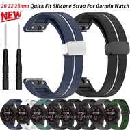 For Garmin Silicone Strap Fenix 7 7X 6 6X Pro 5X 6S 5 5s Plus 3 3HR Quick fit 20mm 22mm 26mm Watchband Easyfit Wristband Strap