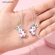 delicatelife 2Pcs/set Cartoon Cat Shape Pendant Chain Best Friends Necklace BFF Friendship Children'