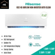 Hisense 1HP / 1.5HP / 2HP / 2.5HP R32 Auto Clean Standard Air Conditioner AirCond 冷气机 (Non Inverter)