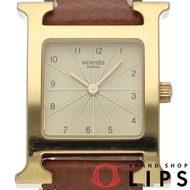 นาฬิกาผู้หญิง Hermes H Watch รุ่น HH1.201 พร้อมกล่องและใบรับประกัน ตัวเรือน GP/สายหนัง สีแชมเปญ ผ่าน