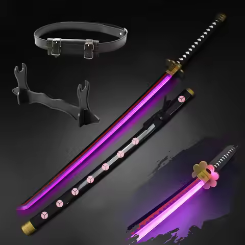 41″ Light Up Roronoa Zoro Swords Katana Japanese Anime Cosplay Samurai Sword Shusui Enma Kitetsu wit
