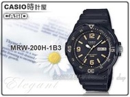 CASIO 時計屋 卡西歐手錶 MRW-200H-1B3 男錶 指針錶 橡膠錶帶 黑 防水100米