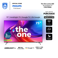 PHILIPS 4K UHD LED 75" Google TV | 3 Sided Ambilight | 75PUT8808/98 | Youtube | Netflix | meWatch | Google Assistant | Dolby Atmos &amp; Dobly Vision | FREE wallmount installation worth $250