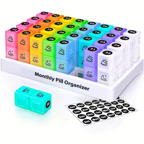 Monthly Pill Organizer 2 Times a Day, 31Day Pill Box AM PM, One Month Pill Box Organizer AM PM to Ho